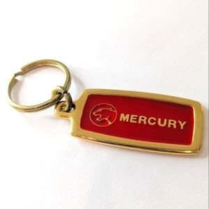Vintage Mercury Ford Red Auto Cougar Badge Retro Brass Car 90s Keychain